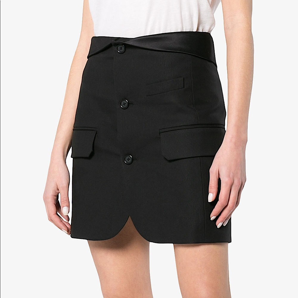 Helmut Lang Button Down Fold Over Mini Skirt Black